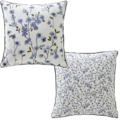 Becquet Linge de lit percale imprimé fleurs bleues - CRÉATION< Linge De Lit Fantaisie, Linge De Lit Brodé|Linge De Lit Fantaisie