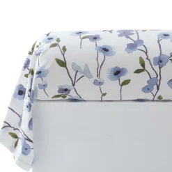 Becquet Linge de lit percale imprimé fleurs bleues - CRÉATION< Linge De Lit Fantaisie, Linge De Lit Brodé|Linge De Lit Fantaisie