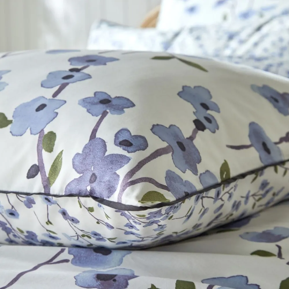 Becquet Linge de lit percale imprimé fleurs bleues - CRÉATION< Linge De Lit Fantaisie, Linge De Lit Brodé|Linge De Lit Fantaisie