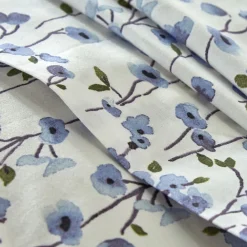 Becquet Linge de lit percale imprimé fleurs bleues - CRÉATION< Linge De Lit Fantaisie, Linge De Lit Brodé|Linge De Lit Fantaisie