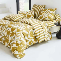 Becquet Linge de lit percale motif tulipes et rayures - CRÉATION< Housse De Couette|Linge De Lit Fantaisie, Linge De Lit Brodé