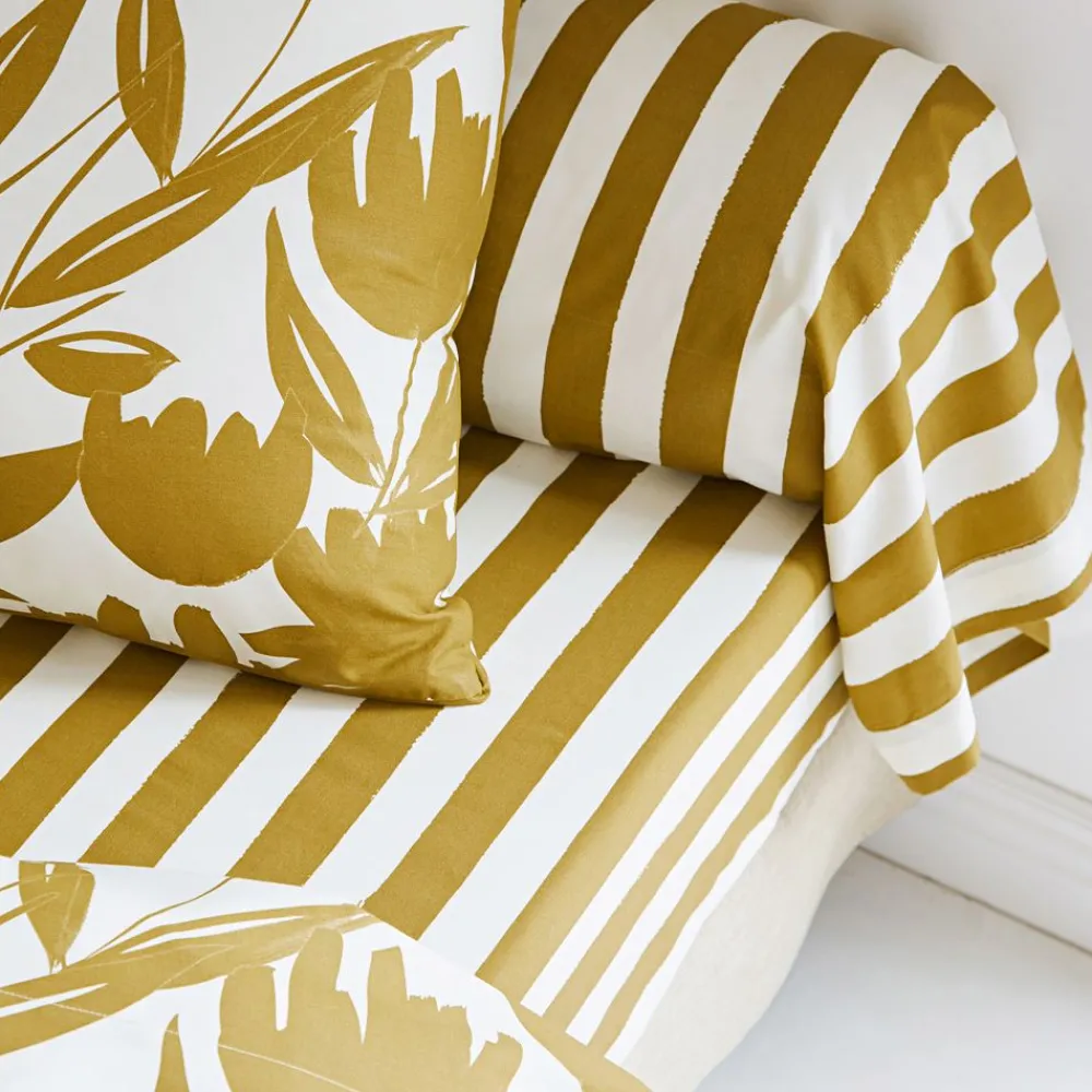 Becquet Linge de lit percale motif tulipes et rayures - CRÉATION< Housse De Couette|Linge De Lit Fantaisie, Linge De Lit Brodé
