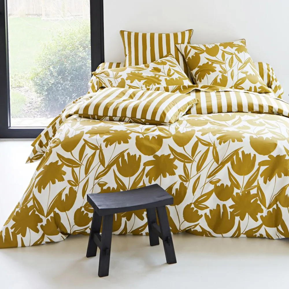 Becquet Linge de lit percale motif tulipes et rayures - CRÉATION< Housse De Couette|Linge De Lit Fantaisie, Linge De Lit Brodé