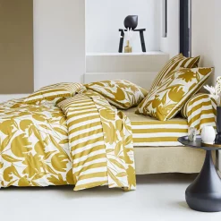Becquet Linge de lit percale motif tulipes et rayures - CRÉATION< Housse De Couette|Linge De Lit Fantaisie, Linge De Lit Brodé