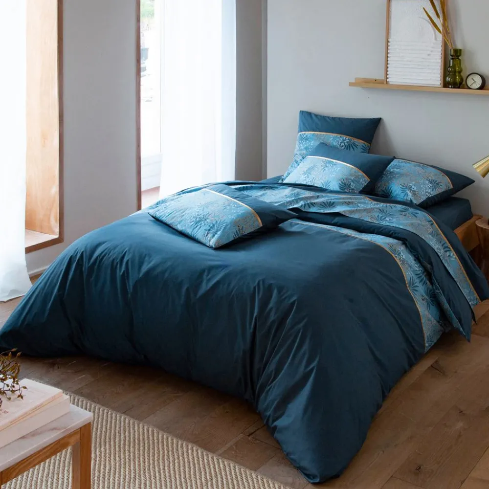 Becquet Linge de lit percale motif feuilles tropicales - CRÉATION< Linge De Lit Fantaisie, Linge De Lit Brodé|Linge De Lit Fantaisie