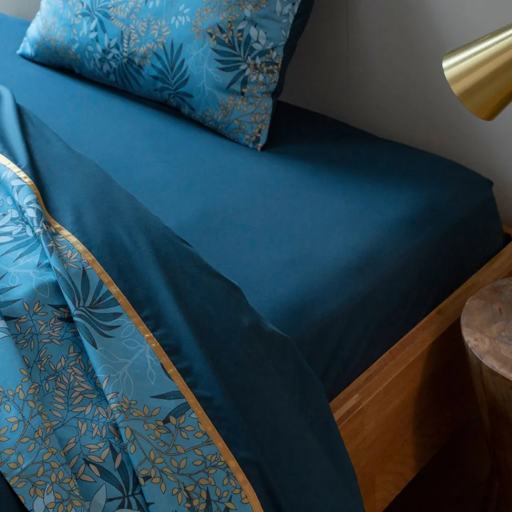 Becquet Linge de lit percale motif feuilles tropicales - CRÉATION< Linge De Lit Fantaisie, Linge De Lit Brodé|Linge De Lit Fantaisie