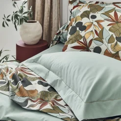 Becquet Linge de lit percale motif feuillage luxuriant< Housse De Couette|Linge De Lit Fantaisie, Linge De Lit Brodé