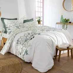 Becquet Linge de lit percale motif végétal - CRÉATION< Les Matières|Housse De Couette