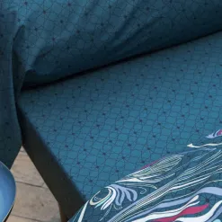 Becquet Linge de lit percale motif paons - CRÉATION< Housse De Couette|Linge De Lit Fantaisie, Linge De Lit Brodé