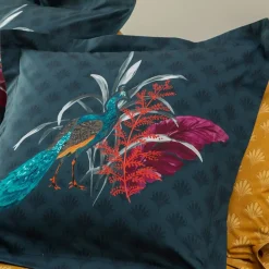 Becquet Linge de lit percale motif fleurs et paons - CRÉATION< Les Matières|Housse De Couette