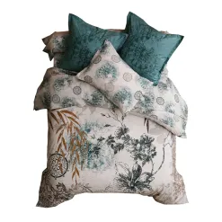 Becquet Linge de lit percale motif feuillage et rosaces - CRÉATION<Enfant Linge De Lit Ado, Housse De Couette|Linge De Lit Fantaisie, Linge De Lit Brodé