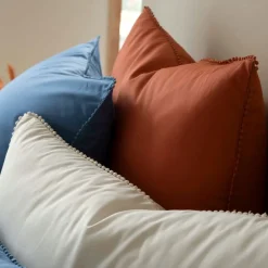 Becquet Linge de lit percale pompons - CRÉATION< Les Matières|Housse De Couette