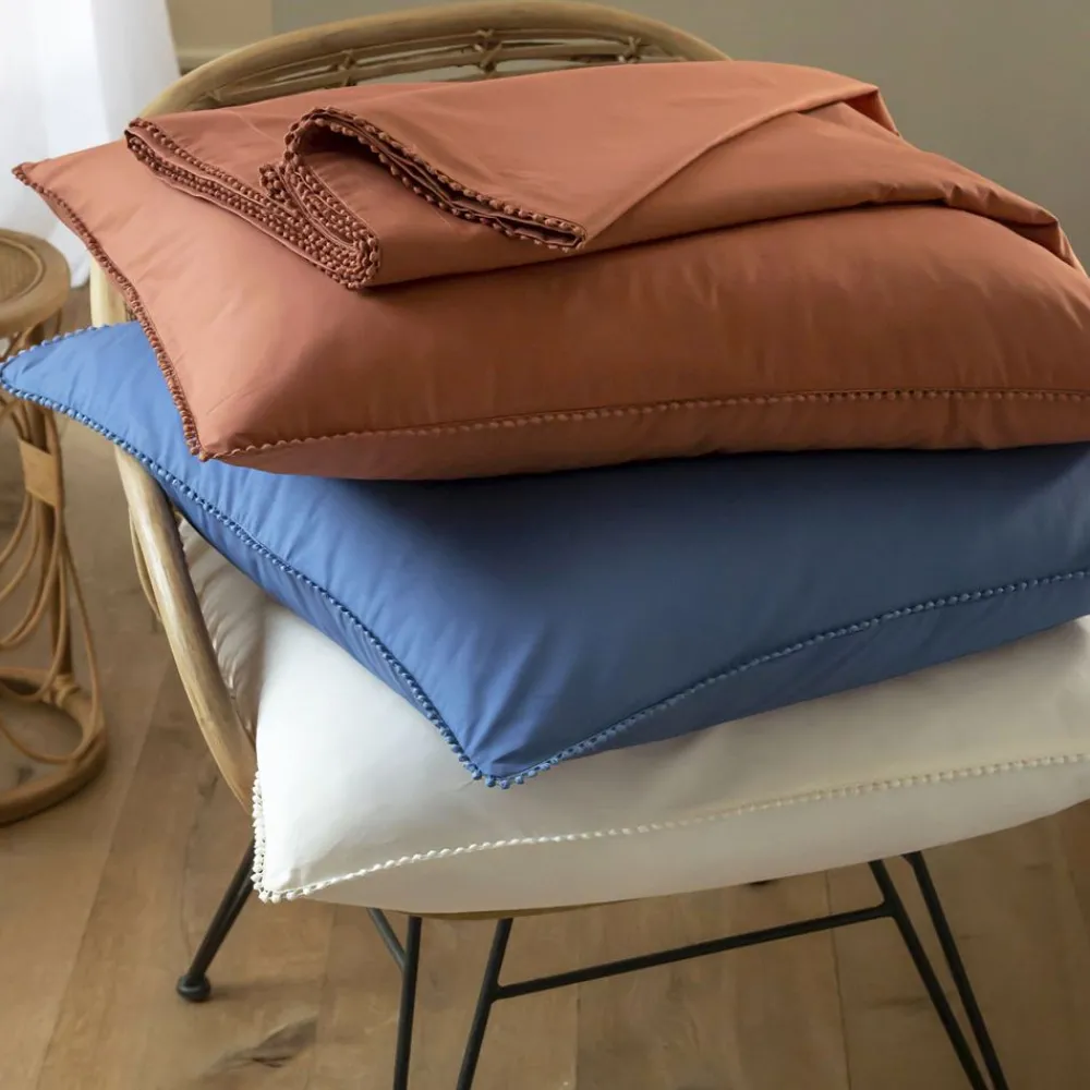 Becquet Linge de lit percale pompons - CRÉATION< Les Matières|Housse De Couette