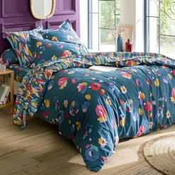 Becquet Linge de lit plumes colorées - CRÉATION< Housse De Couette|Linge De Lit Fantaisie, Linge De Lit Brodé