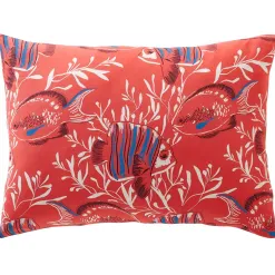 Becquet Linge de lit poissons rouges et bleus< Housse De Couette|Linge De Lit Fantaisie, Linge De Lit Brodé