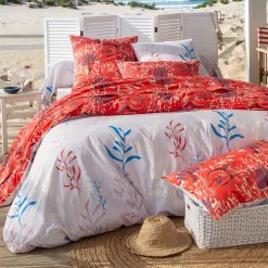 Becquet Linge de lit poissons rouges et bleus< Housse De Couette|Linge De Lit Fantaisie, Linge De Lit Brodé