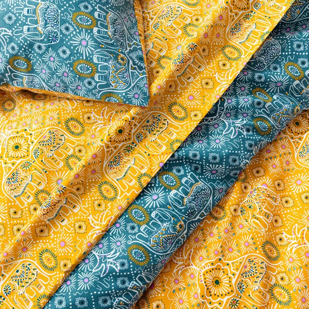 Becquet Linge de lit polycoton motif éléphant - CRÉATION< Les Matières|Housse De Couette