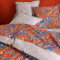 Becquet Linge de lit polycoton style wax fleurs stylisées - CRÉATION< Les Matières|Housse De Couette