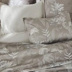 Becquet Linge de lit satin de coton motif feuillage exotique< Housse De Couette|Linge De Lit Fantaisie, Linge De Lit Brodé