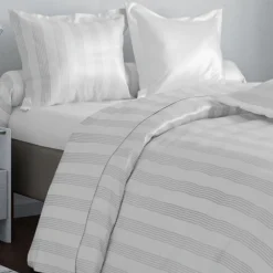 Becquet Linge de lit satin de coton uni et rayé Lauréat< Housse De Couette