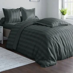 Becquet Linge de lit satin de coton uni et rayé Lauréat< Housse De Couette