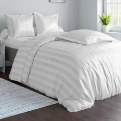 Becquet Linge de lit satin de coton uni et rayé Lauréat< Housse De Couette