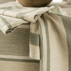 Becquet Linge de table en coton et lin à rayures - CRÉATION< Les Matières
