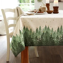 Becquet Linge de table imprimé pois et sapins - CRÉATION< Nappe Fantaisie|Les Matières