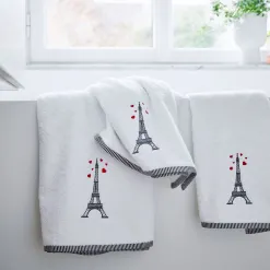 Becquet Linge de toilette brodé Tour Eiffel - 500 g/m² - CRÉATION< Serviette De Bain Fantaisie|Les Matières