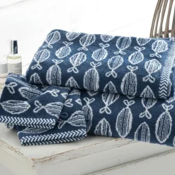Becquet Linge de toilette double jacquard - motif poissons - 450 g/m²< Serviette De Bain Fantaisie|Les Matières