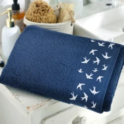 Becquet Linge de toilette liteau hirondelles - 450 g/m² - CRÉATION< Serviette De Bain Fantaisie|Les Matières