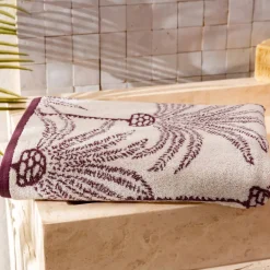 Becquet Linge de toilette motif palmiers - 480 g/m² - CRÉATION< Serviette De Plage, Fouta|Serviette De Bain Fantaisie