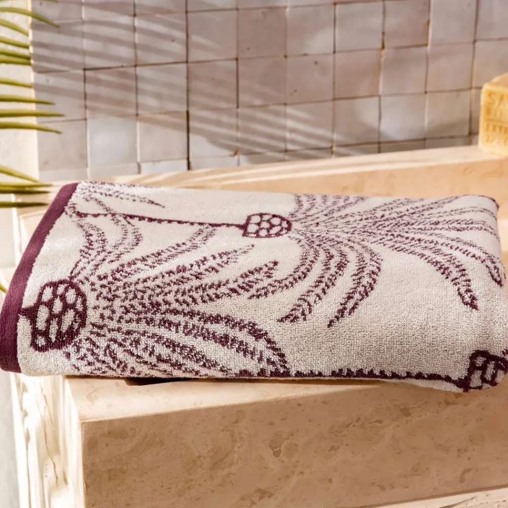 Becquet Linge de toilette motif palmiers - 480 g/m² - CRÉATION< Serviette De Plage, Fouta|Serviette De Bain Fantaisie