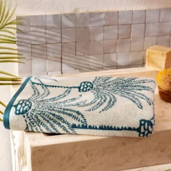Becquet Linge de toilette motif palmiers - 480 g/m² - CRÉATION< Serviette De Plage, Fouta|Serviette De Bain Fantaisie