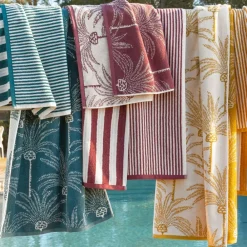 Becquet Linge de toilette motif palmiers - 480 g/m² - CRÉATION< Serviette De Plage, Fouta|Serviette De Bain Fantaisie