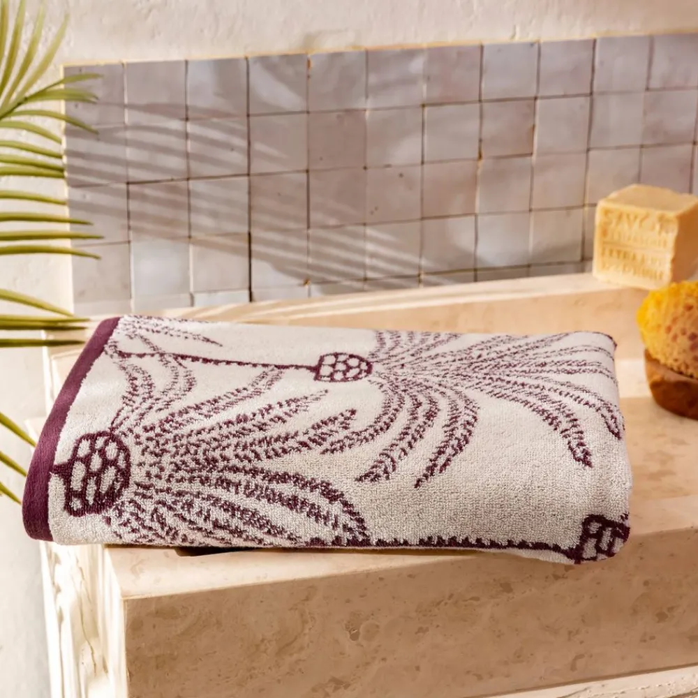 Becquet Linge de toilette motif palmiers - 480 g/m² - CRÉATION< Serviette De Plage, Fouta|Serviette De Bain Fantaisie