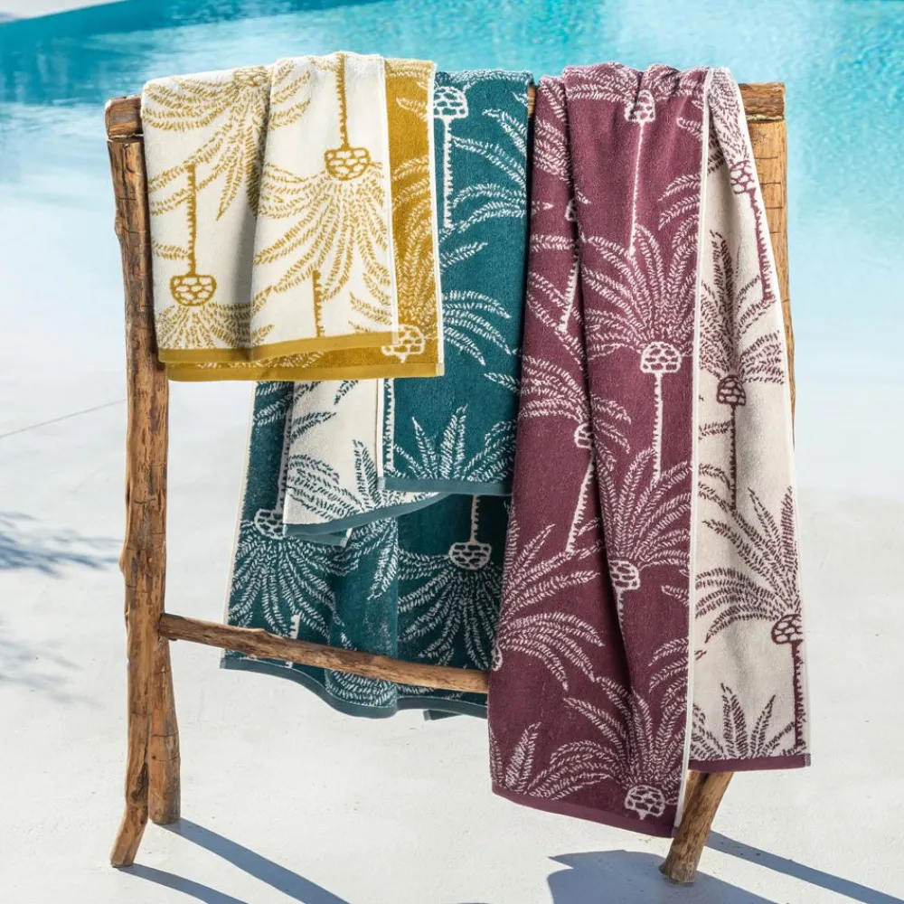 Becquet Linge de toilette motif palmiers - 480 g/m² - CRÉATION< Serviette De Plage, Fouta|Serviette De Bain Fantaisie