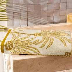 Becquet Linge de toilette motif palmiers - 480 g/m² - CRÉATION< Serviette De Plage, Fouta|Serviette De Bain Fantaisie