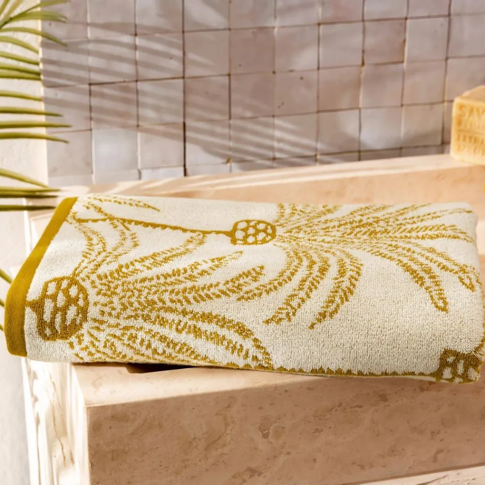 Becquet Linge de toilette motif palmiers - 480 g/m² - CRÉATION< Serviette De Plage, Fouta|Serviette De Bain Fantaisie