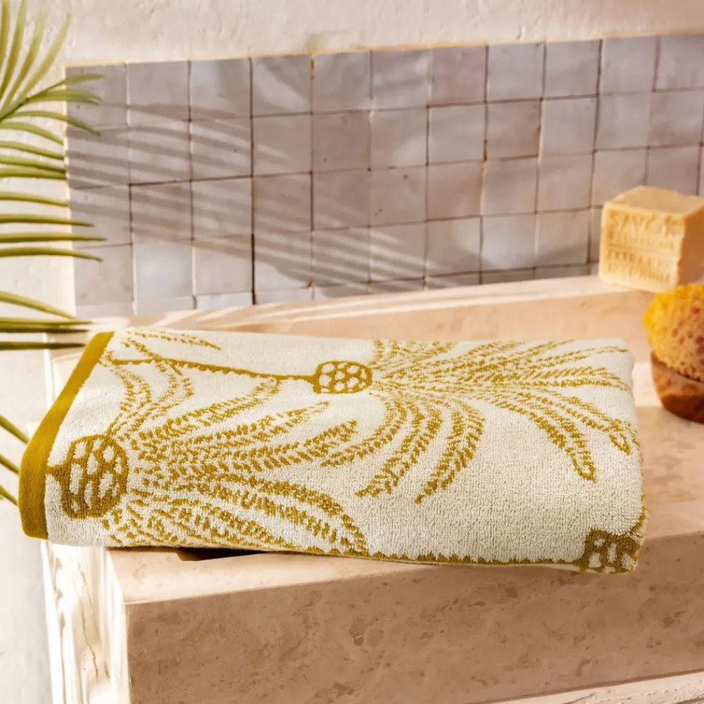 Becquet Linge de toilette motif palmiers - 480 g/m² - CRÉATION< Serviette De Plage, Fouta|Serviette De Bain Fantaisie