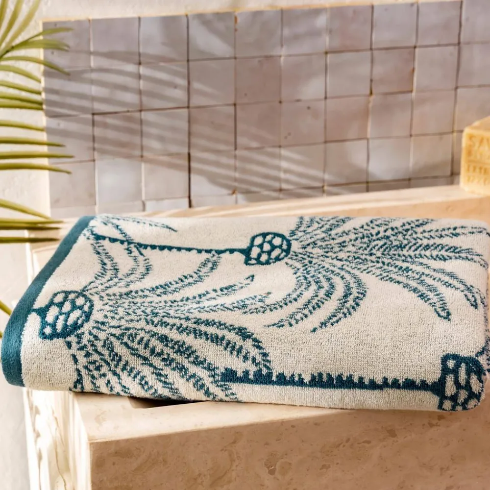 Becquet Linge de toilette motif palmiers - 480 g/m² - CRÉATION< Serviette De Plage, Fouta|Serviette De Bain Fantaisie