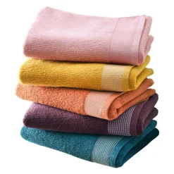 Becquet Linge de toilette éponge uni, rayure brodée - 450 g/m² - CRÉATION< Serviette De Bain Fantaisie|Serviette De Bain Unie