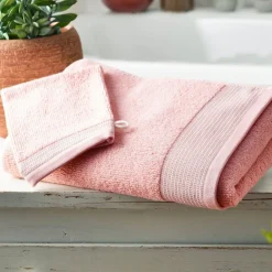 Becquet Linge de toilette éponge uni, rayure brodée - 450 g/m² - CRÉATION< Serviette De Bain Fantaisie|Serviette De Bain Unie