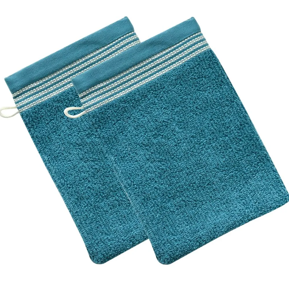 Becquet Linge de toilette éponge uni, rayure brodée - 450 g/m² - CRÉATION< Serviette De Bain Fantaisie|Serviette De Bain Unie