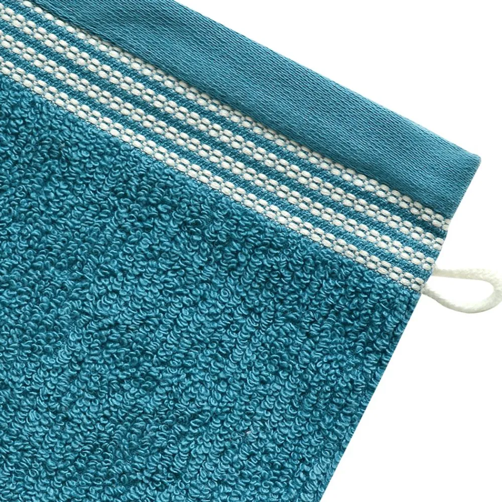 Becquet Linge de toilette éponge uni, rayure brodée - 450 g/m² - CRÉATION< Serviette De Bain Fantaisie|Serviette De Bain Unie