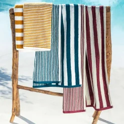 Becquet Linge de toilette rayures jacquard - 450 g/m² - CRÉATION< Serviette De Plage, Fouta|Serviette De Bain Fantaisie