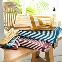 Becquet Linge de toilette rayures jacquard - 450 g/m² - CRÉATION< Serviette De Plage, Fouta|Serviette De Bain Fantaisie