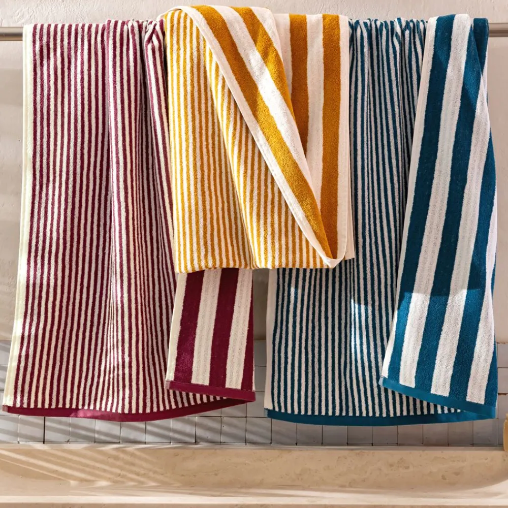 Becquet Linge de toilette rayures jacquard - 450 g/m² - CRÉATION< Serviette De Plage, Fouta|Serviette De Bain Fantaisie