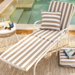 Becquet Matelas rayé d'extérieur, bain de soleil< Rideau Et Déco Textile|Pouf, Matelas, Futon