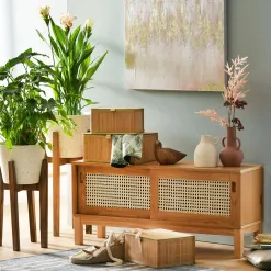 Becquet Meuble bas bois et cannage< Meuble, Étagère|Décoration